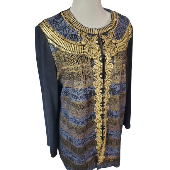 Luxury Festival Size L Egyptian Feminine Gold Fancy Modernist Jacket Tunic Party - Picture 1 of 5